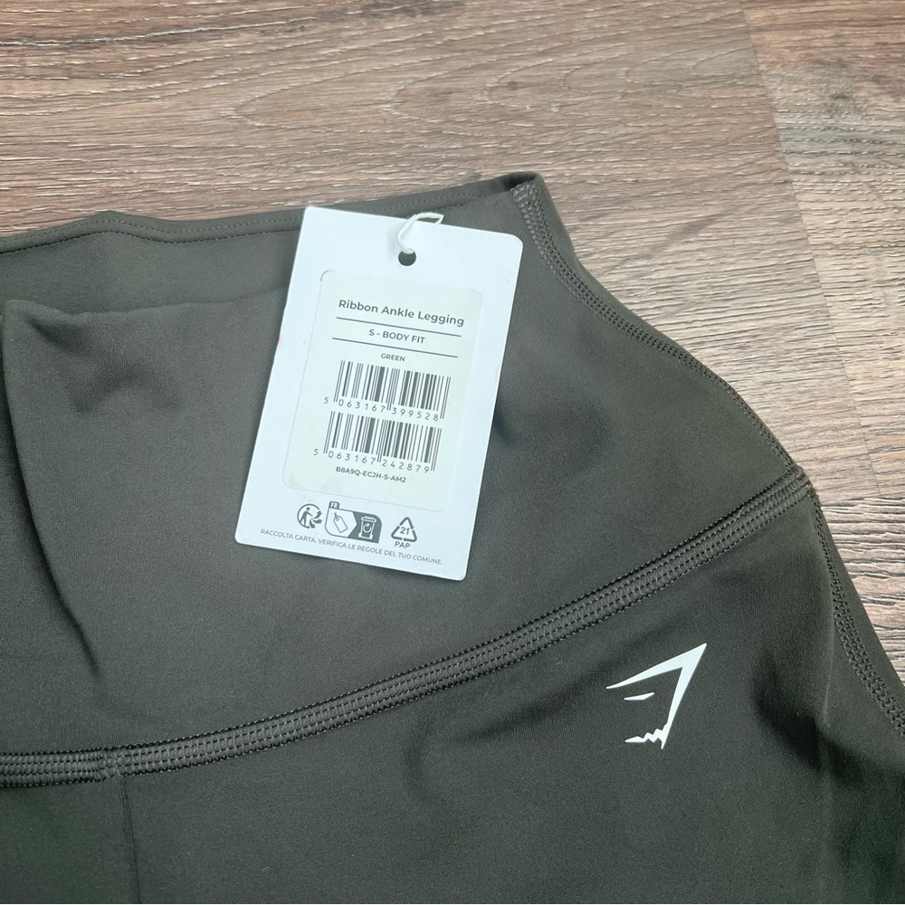 Gymshark Ribbon Ankle Olive Green Leggings - Picture 7 of 10